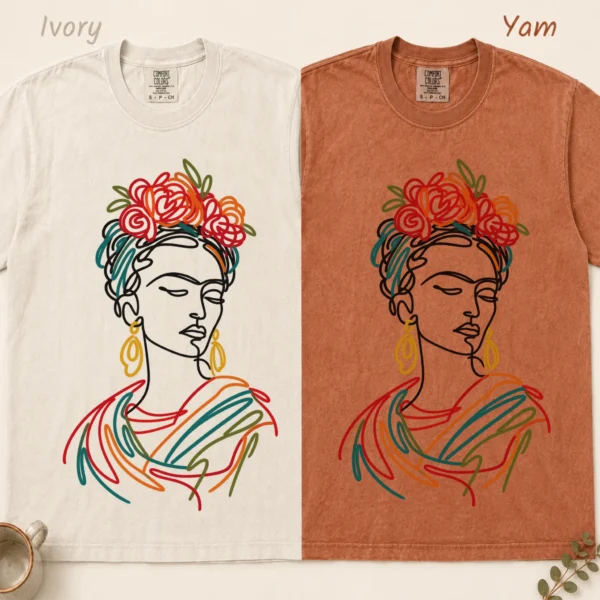 Floral Woman Portrait Shirt, Sweatshirt & Hoodie — alternate product mockup woman portrait shirt t-shirt color options