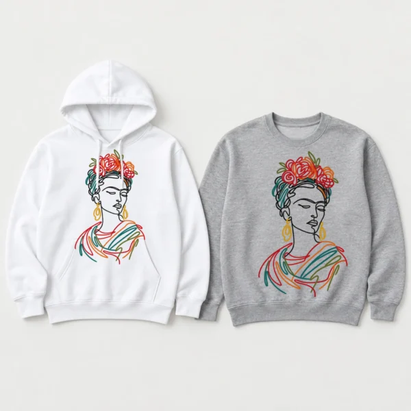 Floral Woman Portrait Shirt, Sweatshirt & Hoodie — alternate product mockup woman portrait shirt t-shirt mockup view