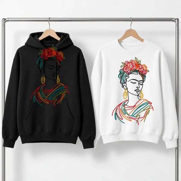 Floral Woman Portrait Shirt, Sweatshirt & Hoodie — alternate product mockup woman portrait shirt t-shirt product photo