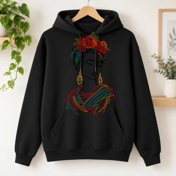 Floral Woman Portrait Shirt, Sweatshirt & Hoodie — alternate product mockup woman portrait shirt t-shirt product photo