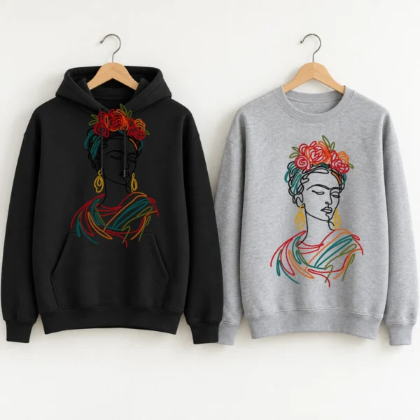Floral Woman Portrait Shirt, Sweatshirt & Hoodie — alternate product mockup woman portrait shirt t-shirt product photo